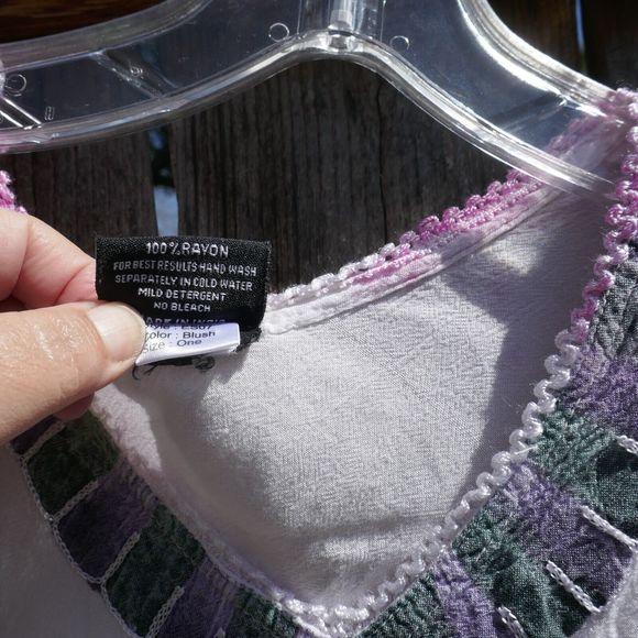 Sakkas Tunic Top One Size Boho Short Sleeve Palm Trees Crochet Trim Pink Blush - Picture 5 of 9